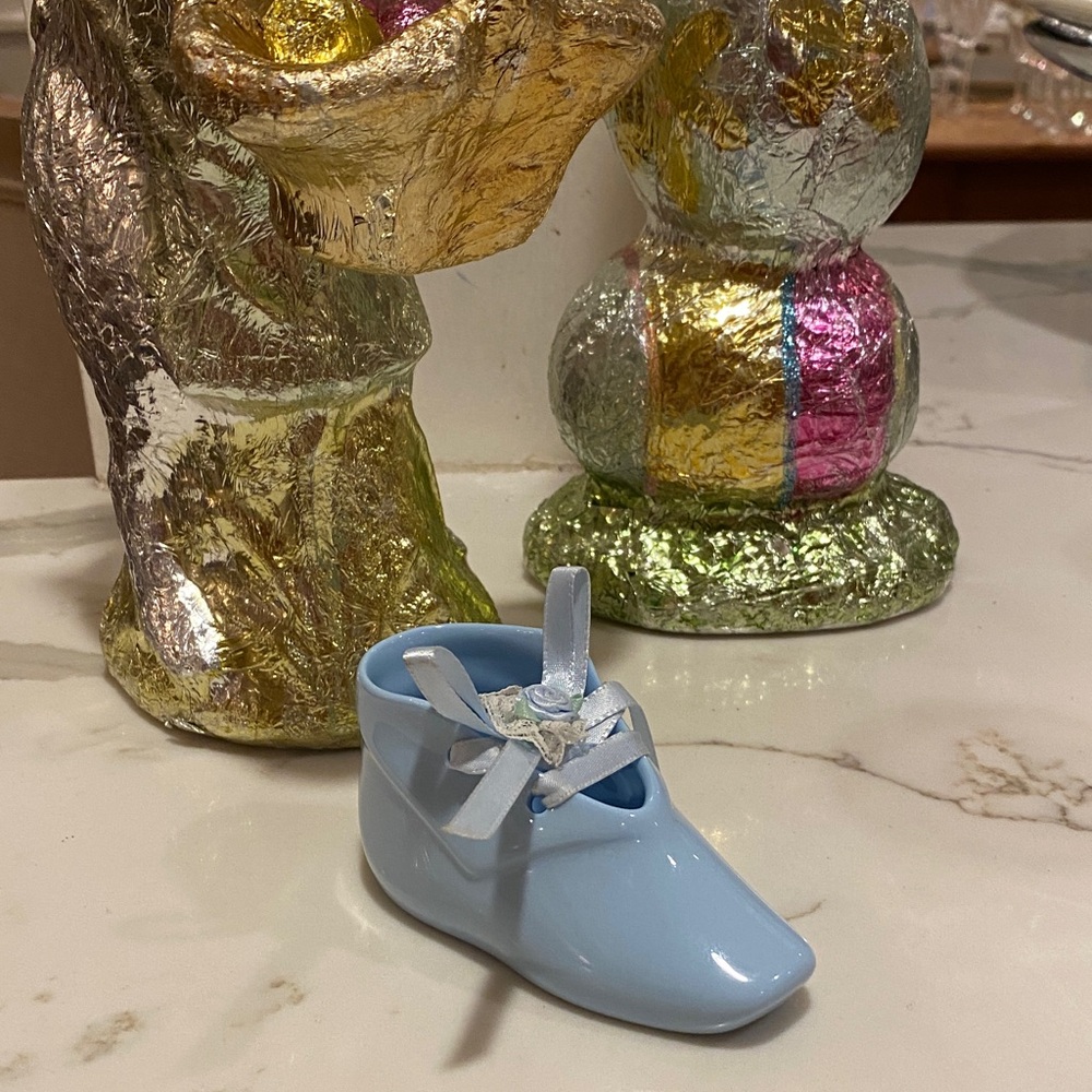 Mikasa Blue with Ribbon Bone China  Baby Shoe - Special Grand Baby 👶 Gift